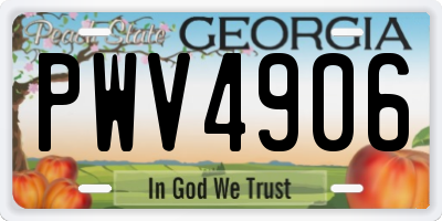 GA license plate PWV4906