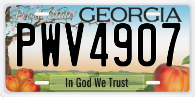 GA license plate PWV4907