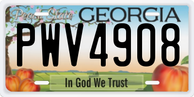 GA license plate PWV4908