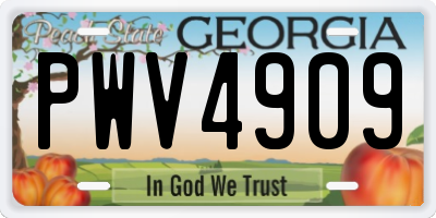 GA license plate PWV4909