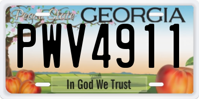 GA license plate PWV4911