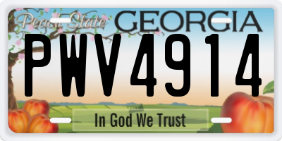 GA license plate PWV4914
