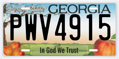 GA license plate PWV4915