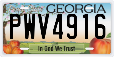 GA license plate PWV4916