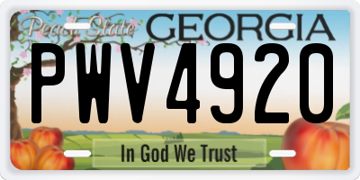 GA license plate PWV4920