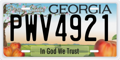 GA license plate PWV4921