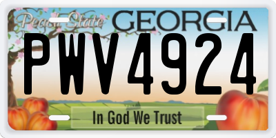 GA license plate PWV4924