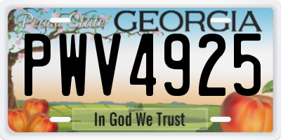 GA license plate PWV4925