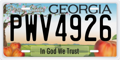 GA license plate PWV4926