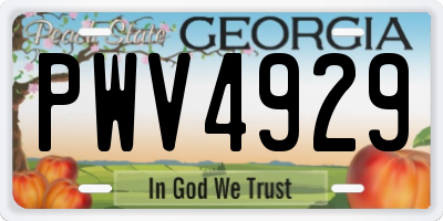 GA license plate PWV4929