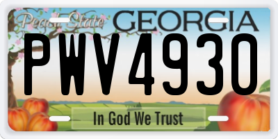 GA license plate PWV4930