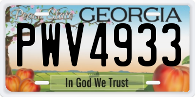 GA license plate PWV4933
