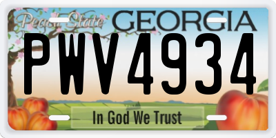 GA license plate PWV4934