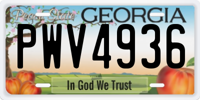 GA license plate PWV4936