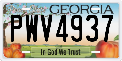 GA license plate PWV4937