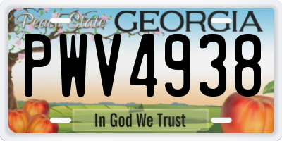 GA license plate PWV4938
