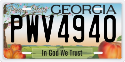 GA license plate PWV4940