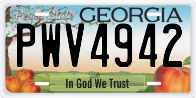 GA license plate PWV4942