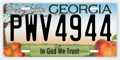 GA license plate PWV4944