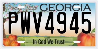 GA license plate PWV4945