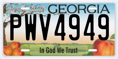 GA license plate PWV4949