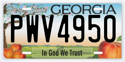 GA license plate PWV4950