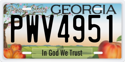 GA license plate PWV4951