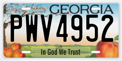 GA license plate PWV4952