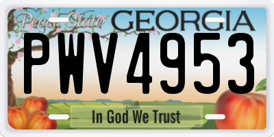 GA license plate PWV4953