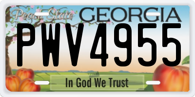 GA license plate PWV4955