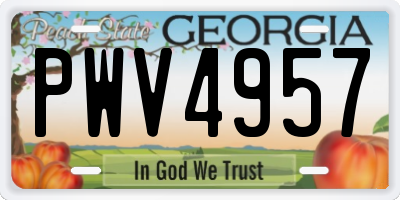 GA license plate PWV4957
