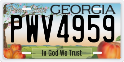 GA license plate PWV4959