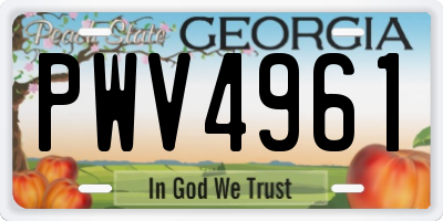 GA license plate PWV4961