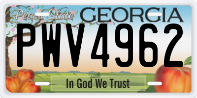 GA license plate PWV4962