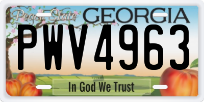 GA license plate PWV4963