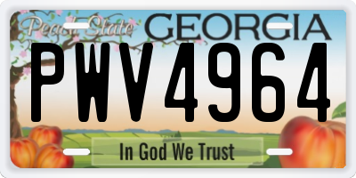 GA license plate PWV4964