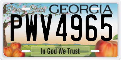 GA license plate PWV4965