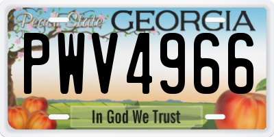GA license plate PWV4966