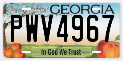 GA license plate PWV4967