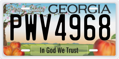 GA license plate PWV4968