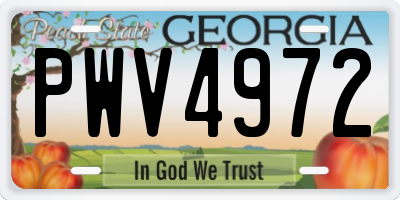 GA license plate PWV4972
