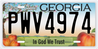 GA license plate PWV4974