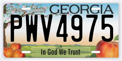 GA license plate PWV4975