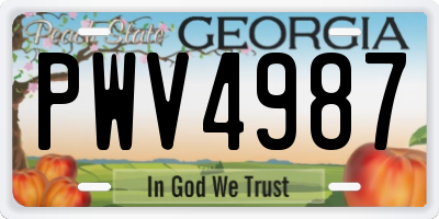 GA license plate PWV4987