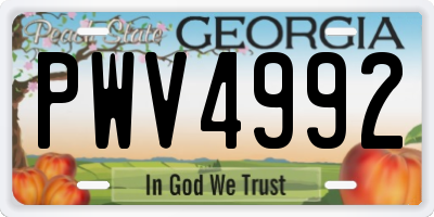 GA license plate PWV4992