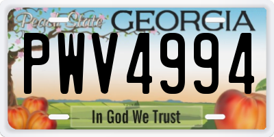 GA license plate PWV4994