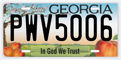GA license plate PWV5006