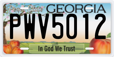 GA license plate PWV5012