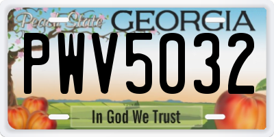 GA license plate PWV5032