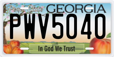 GA license plate PWV5040